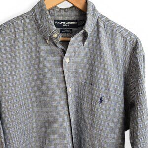 Ralph Lauren Golf Glen Check Button Down Shirt Men's Tattersall Plaid Preppy M